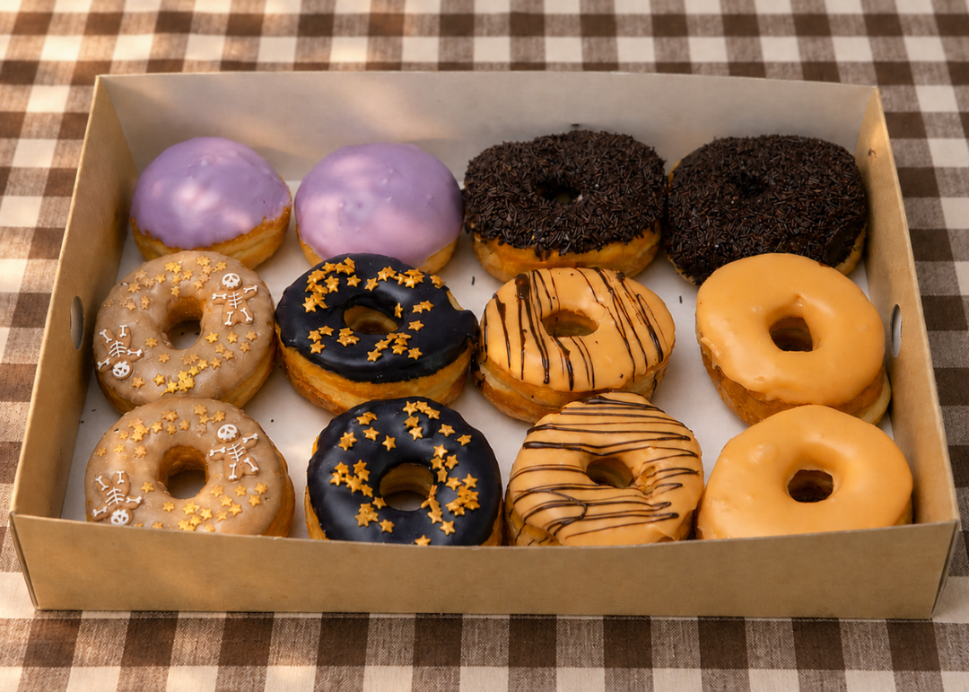 Web Product Rectangle (6) Halloween Doughnut Party Tray - Image 1