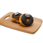 chocolate doughnuts with googly eyes